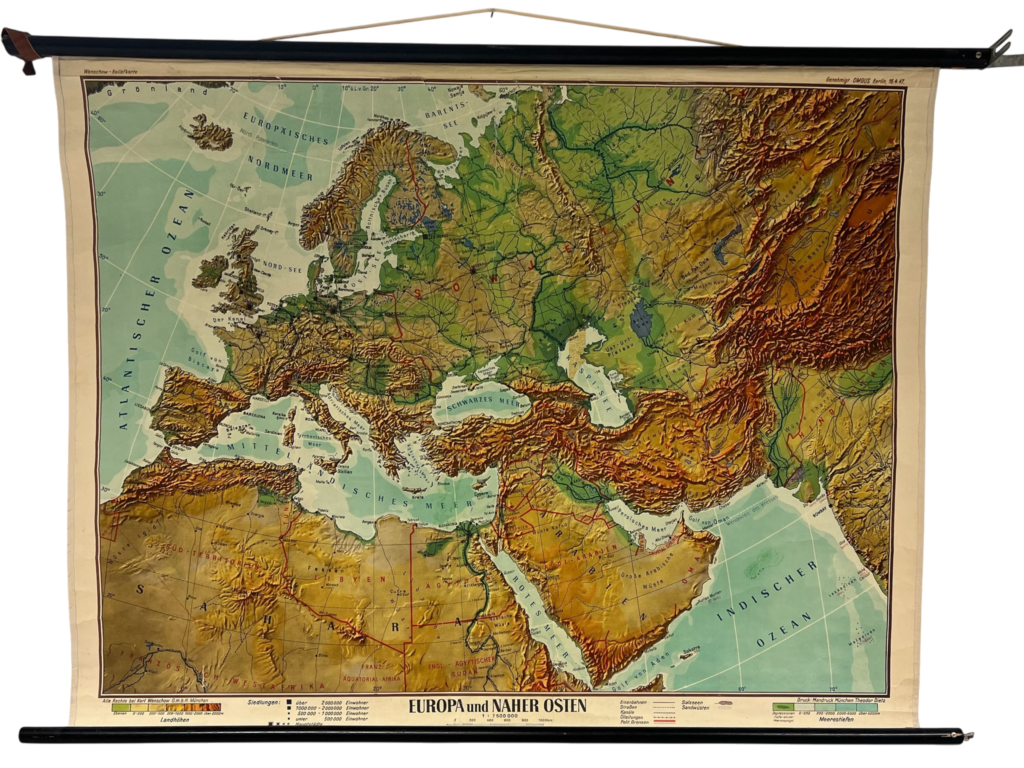 Wandkarte Europa und Naher Osten