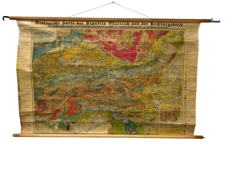Geologische Wandkarte Österreich Nachbargebiete, vor 1938
