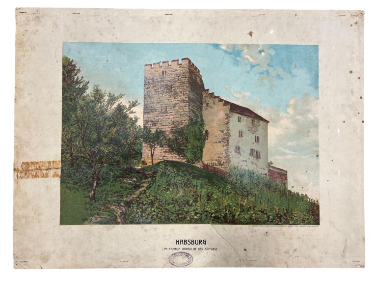 Lithographische Lehrtafel Stammburg Habsburg Aargau Schweiz
