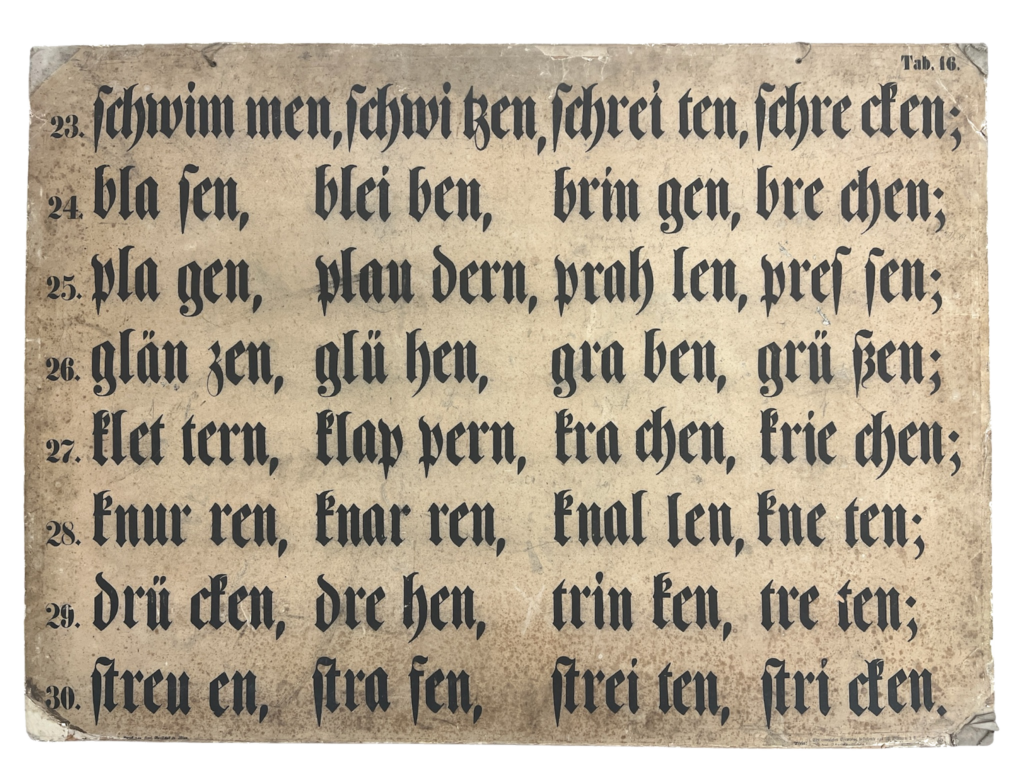 Lehrtafel Lese- und Schreibtafel Tab. 16 (Fraktur), Ende 19. / Anfang 20. Jh.