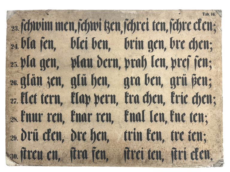 Lehrtafel Lese- und Schreibtafel Tab. 16 (Fraktur), Ende 19. / Anfang 20. Jh.
