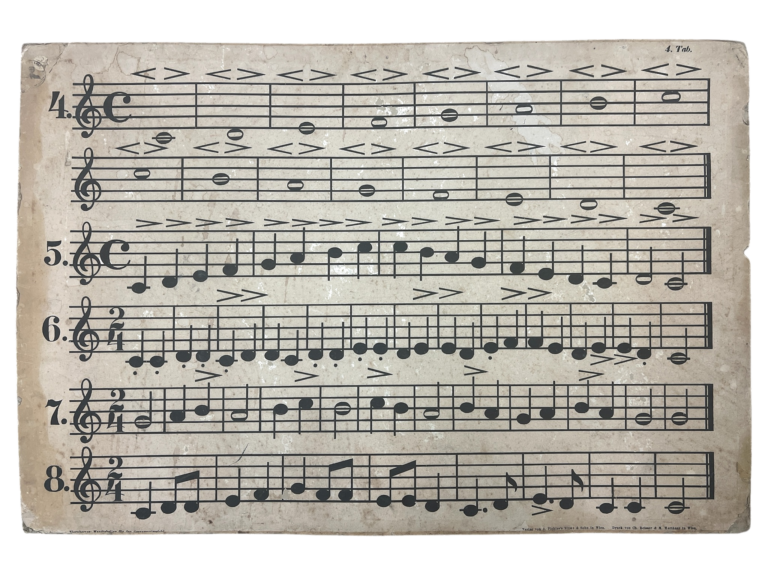 Musiknoten-Lehrtafel Tab. 4 mit Übungsnoten 4–8