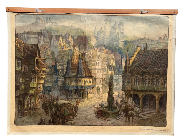 Lehrtafel Inneres einer mittelalterlichen Stadt XV. Jhd., Jos. Klemm 1904, Lehmann K.I.7, Pichler Wien