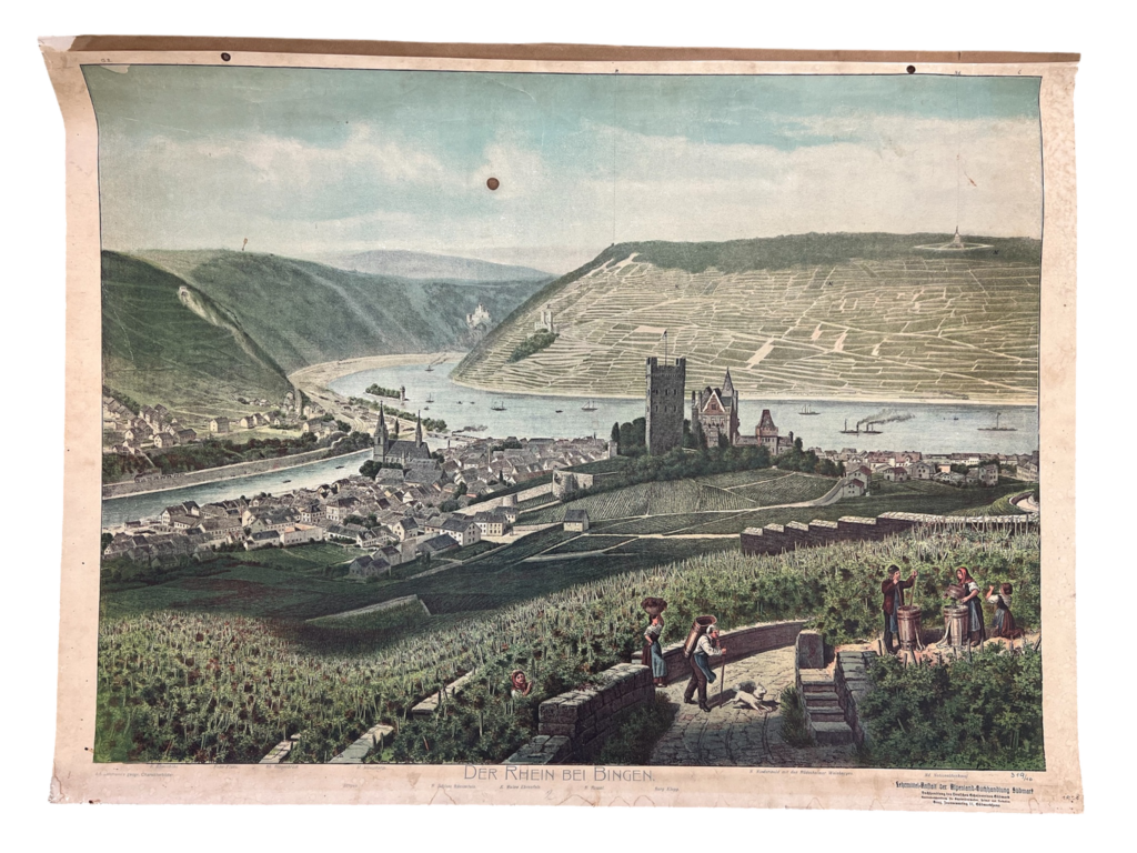 Lehrtafel Der Rhein bei Bingen, Verlag Seibt Nürnberg (zu prüfen), ca. 1900–1930