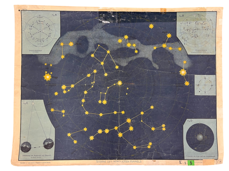 Lehrtafel Sterne des nördlichen Himmels (Sternkarte), ca. 1930er–50er