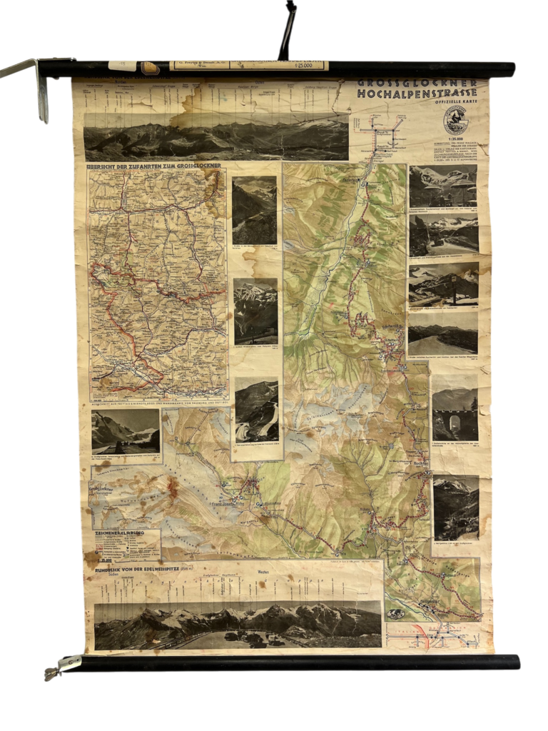 Lehrtafel Großglockner-Hochalpenstraße (Wegekarte, Österreich), Großglockner Hochalpenstraßen AG (GROHAG), ca. 1930er–50er