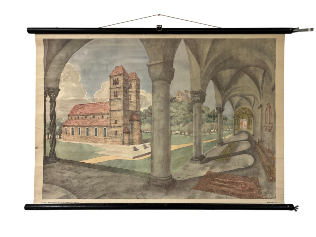 Lehrtafel Romanische Kirchenarchitektur, Georg Westermann Verlag, Braunschweig, ca. 1950er–60er
