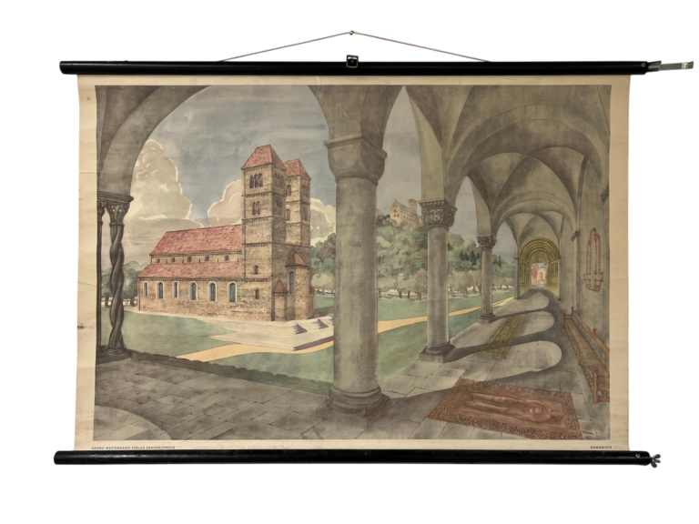 Lehrtafel Romanische Kirchenarchitektur, Georg Westermann Verlag, Braunschweig, ca. 1950er–60er
