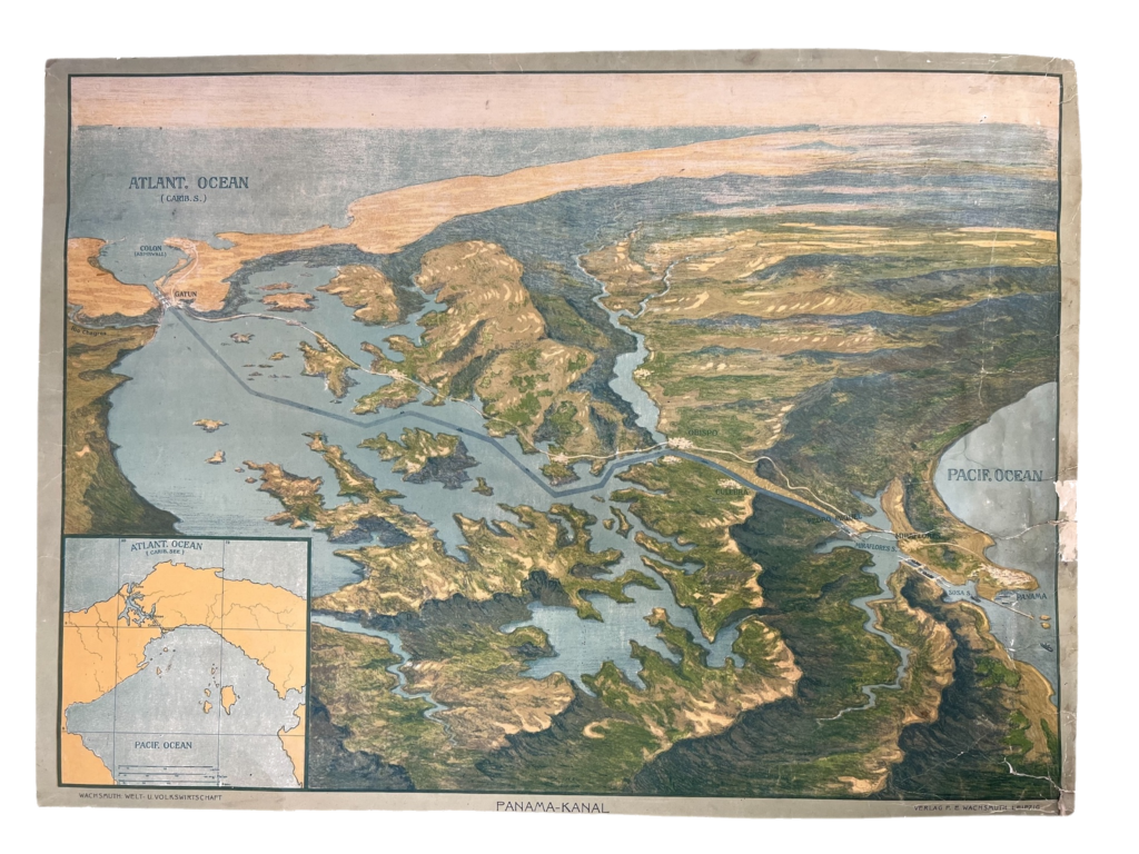 Lehrtafel Panama-Kanal (Luftperspektive), ca. 1910er–1930er Jahre