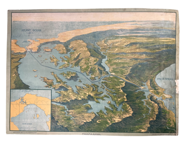 Lehrtafel Panama-Kanal (Luftperspektive), ca. 1910er–1930er Jahre