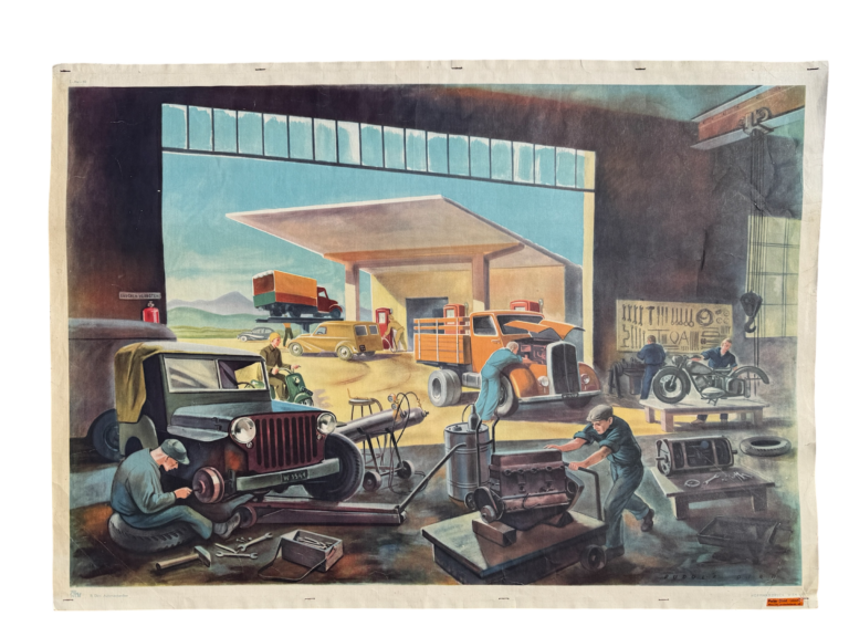 Lehrtafel Autowerkstatt, Berufe/Technik, Hofmanndruck Wien