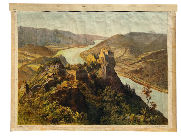 Landschaftslehrtafel signiert A. Heilmaier, Pichler Wien, Druck Eduard Sieger