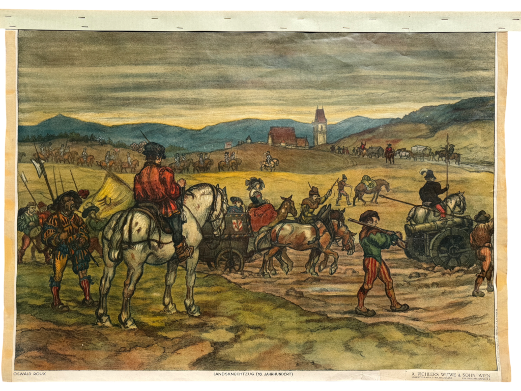 Lehrtafel Landsknechtzug, Oswald Roux, Pichler Wien