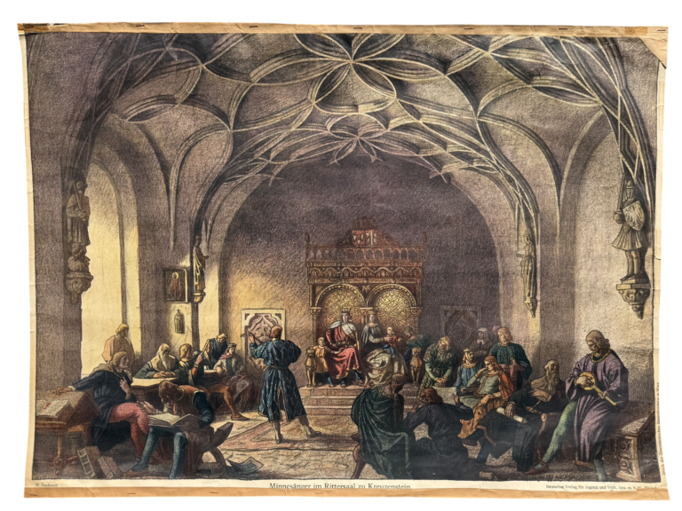 Lehrtafel Minnesänger im Rittersaal Kreuzenstein, Willy Dachauer, DVJV Wien