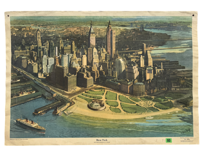 Lehrtafel New York von oben Süd-West, V. Mundorff, Der Neue Schulmann Stuttgart Nr. 4016